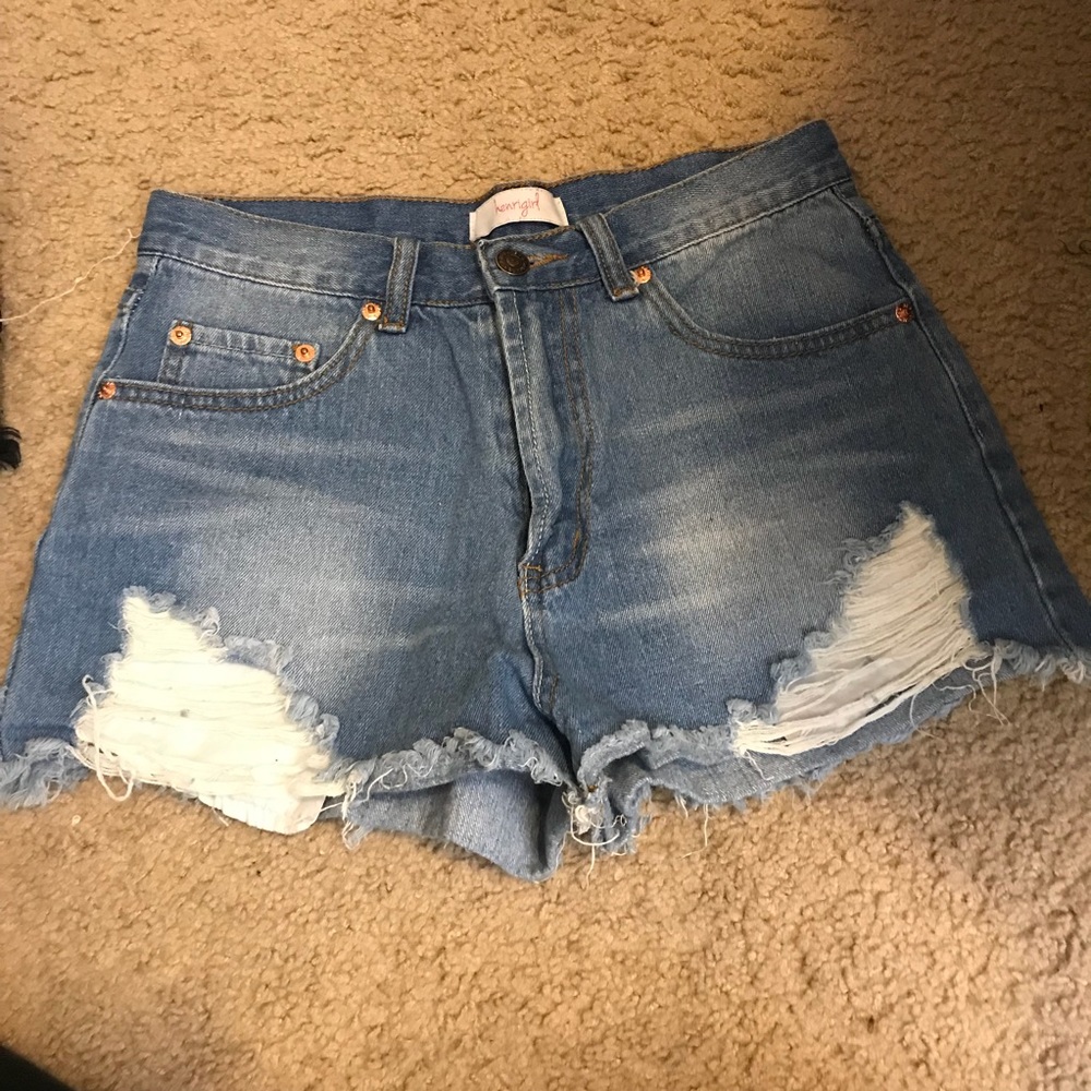 High waisted jean shorts